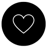 Heart icon in a black circle to depect brand advocates