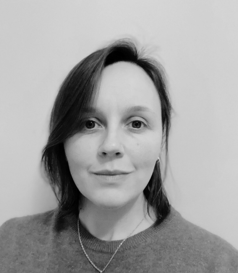 Headshot of Rachel Woodger, Director of Operations at Soreto. Black and white. 